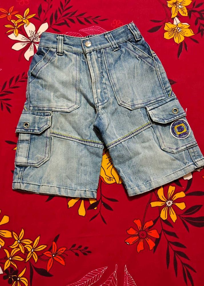 Blue Denim Cargo Shorts