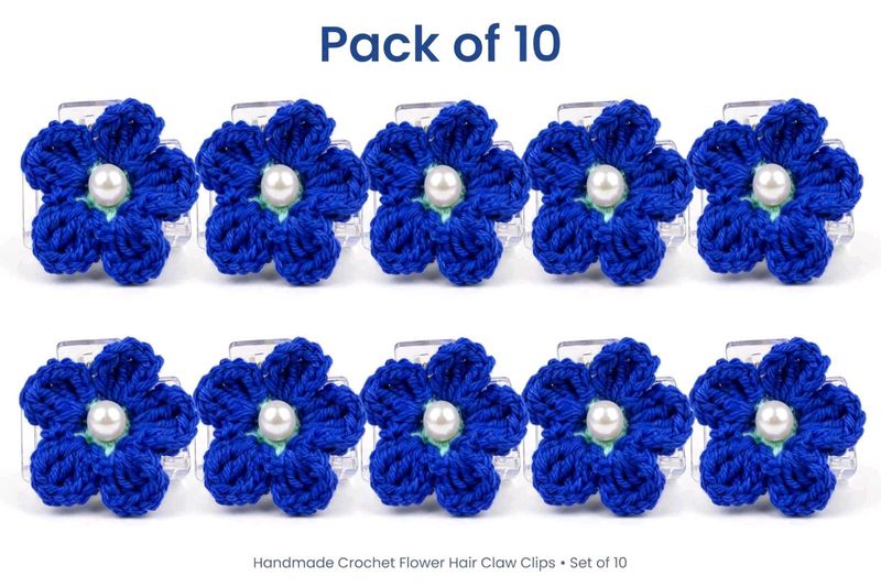Handmade Crochet Flower Hair Claw - Pack of