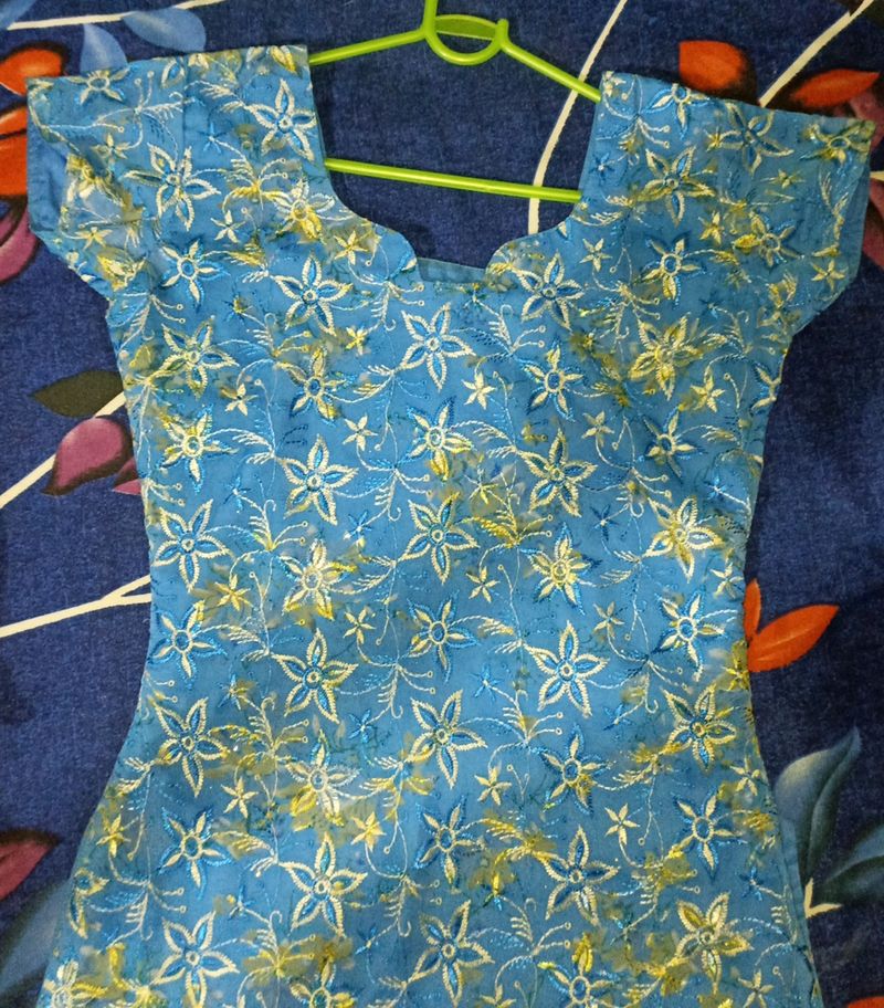 Blue Embroidered Kurtti