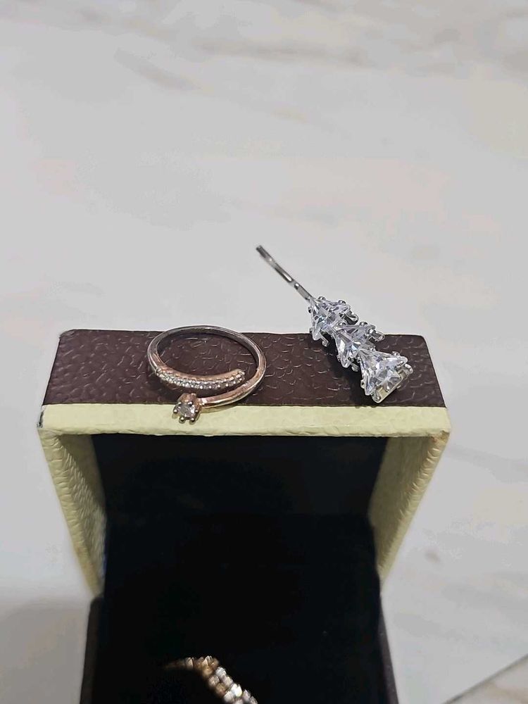 Elegant Adjustable Ring &amp; Charm Set