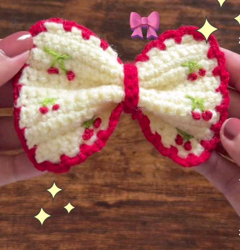 Handmade Cherry Bow Hair Clip
