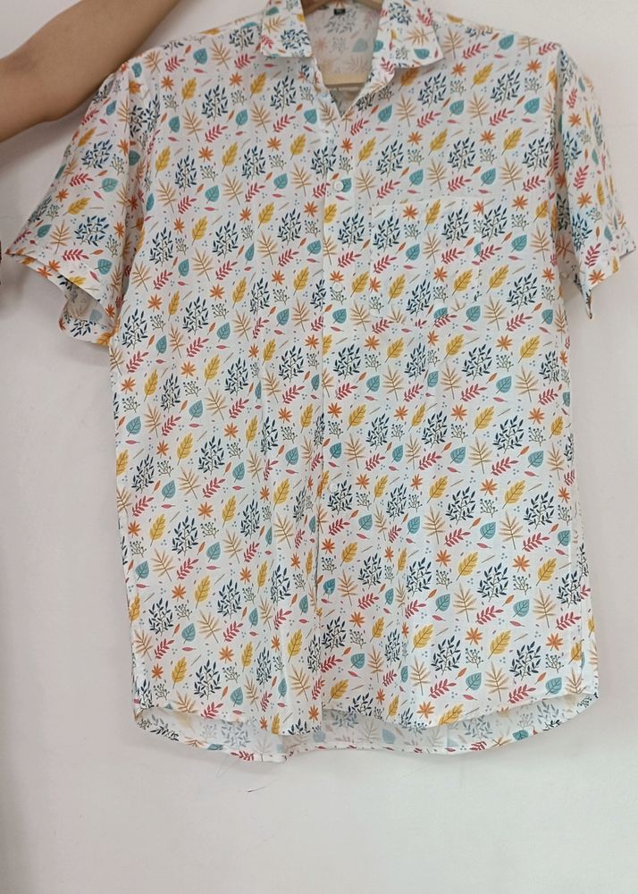 Men Printed White Casual Shirt