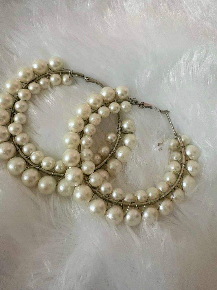 Chic Pearl Hoop Earrings