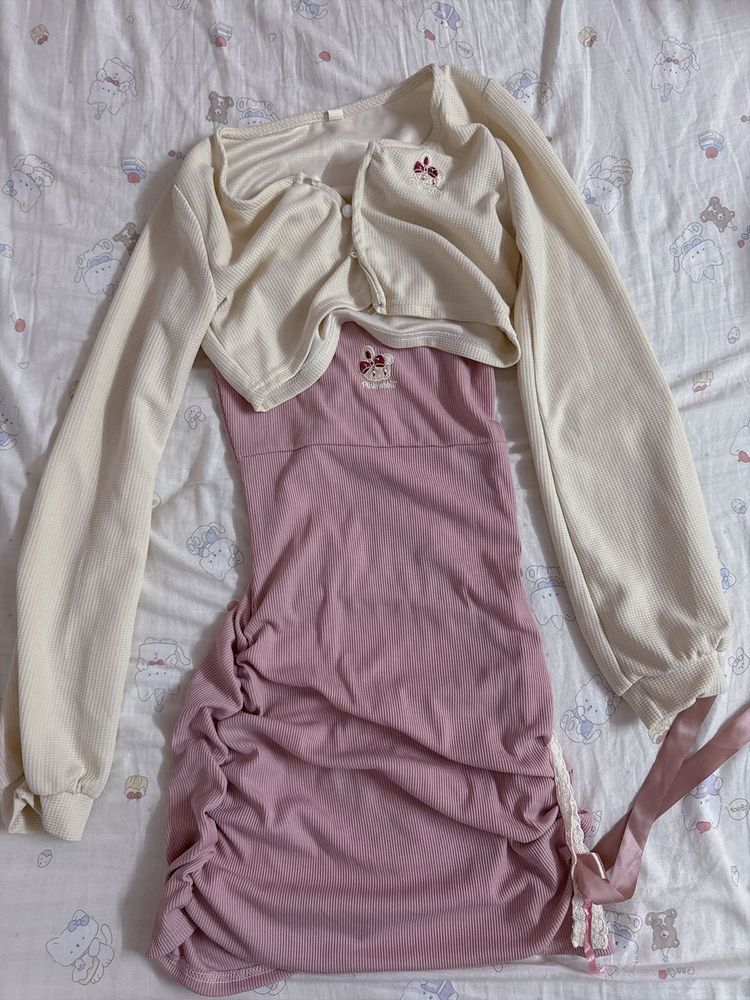 Cute Ruched Dress Set