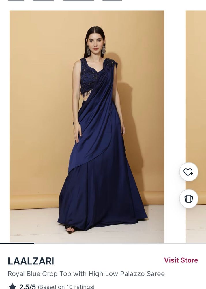 Royal Blue Crop Top  Saree