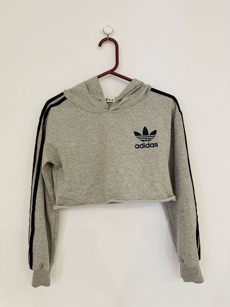 Grey Cropped Hoodie