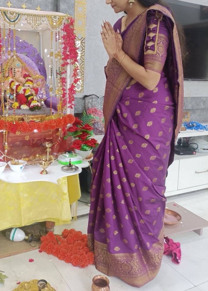 Purple Banarasi Silk Saree