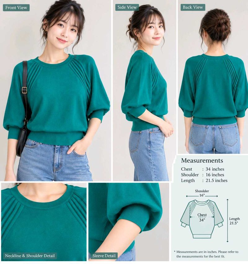 BAGOUSTYLE  vintage teal sweater.