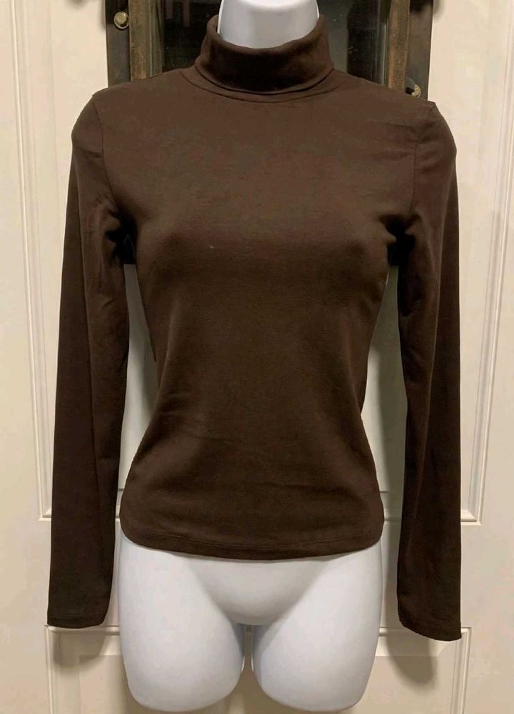 Classic Brown Turtleneck Top