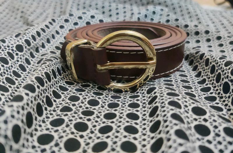 Brown Belt With Golden  Buckel