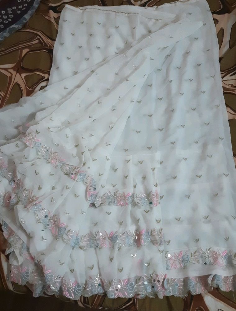 Gorgeous White Frill Saree