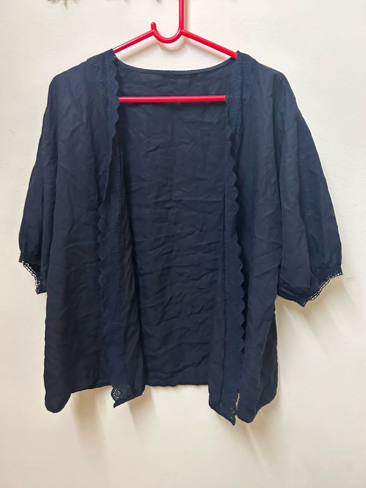 Navy Blue Open Cardigan