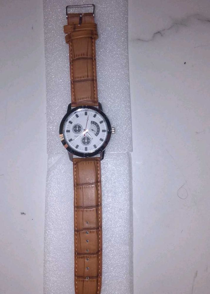 Classic Brown Leather Strap Watch