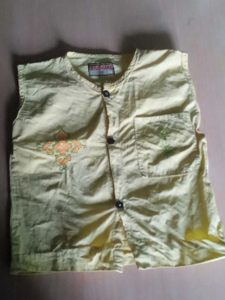 Yellow Embroidered Nehru Jacket
