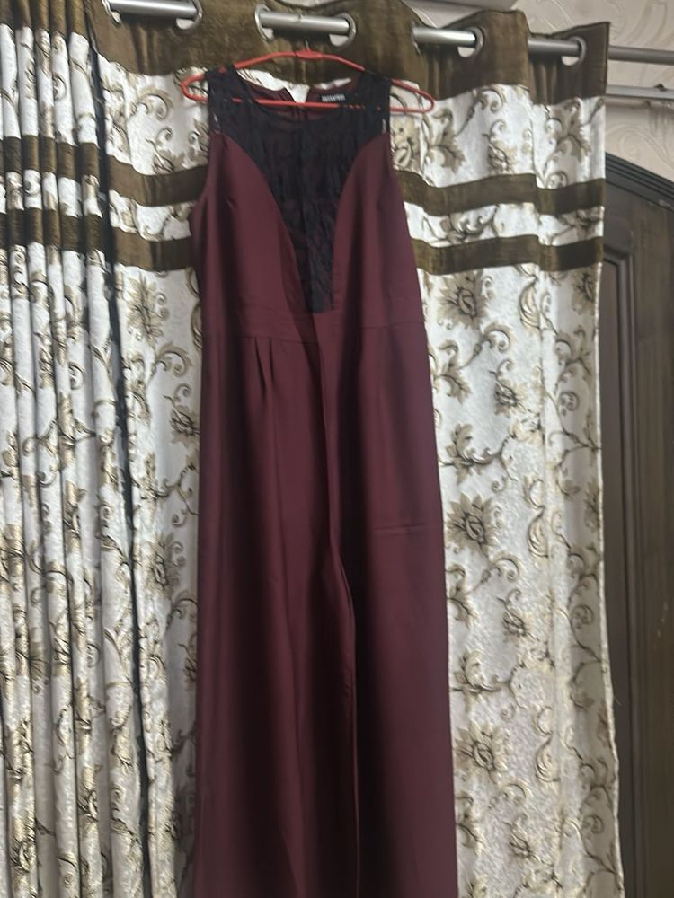 Maroon Lace Top Maxi Dress
