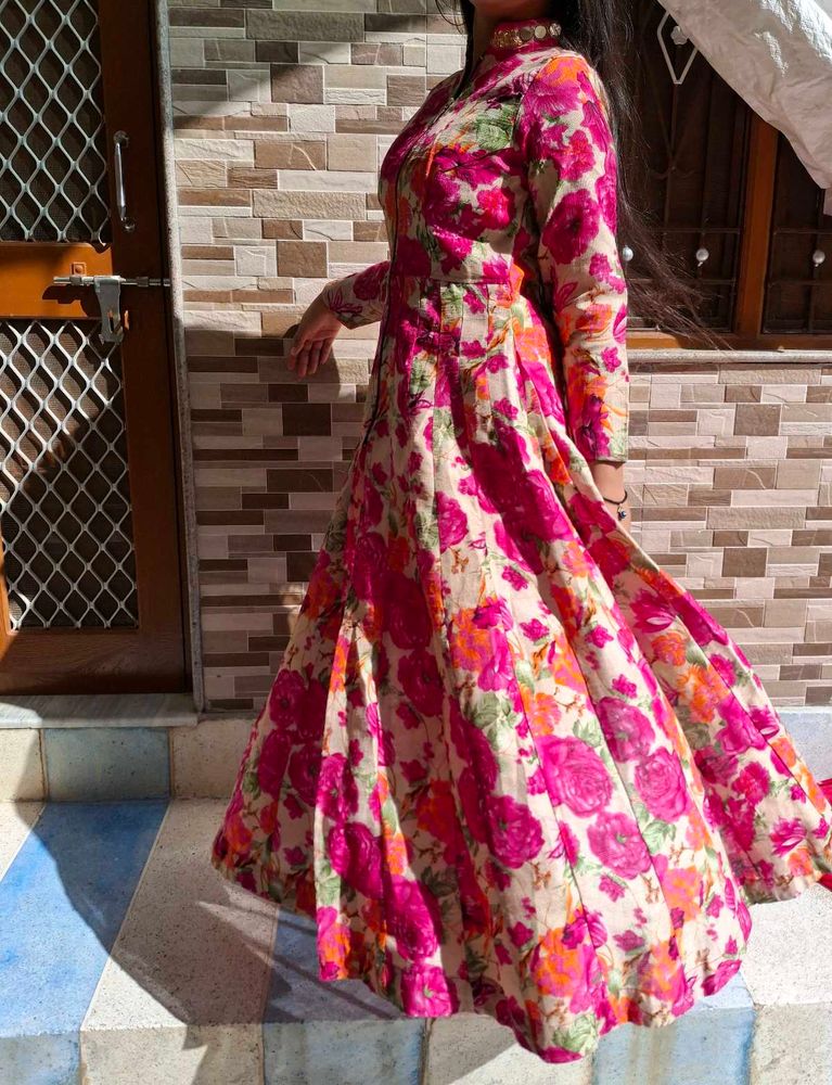 Magenta Ethnic Palazzo Pants and indo western slit
