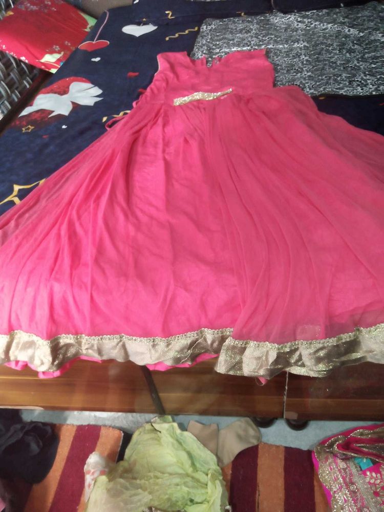Pink Anarkali Gown Dress, With Jacket