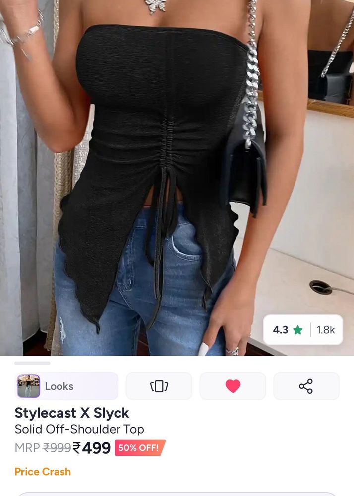 Chic Ruched Tube Black Top
