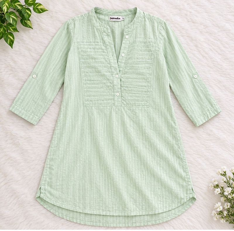 Light Green Striped Kurta