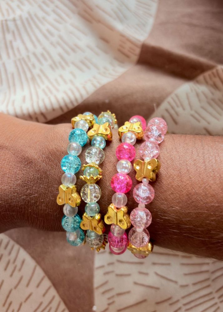 Cute Butterfly Beaded Bracelets Set - pack of 4