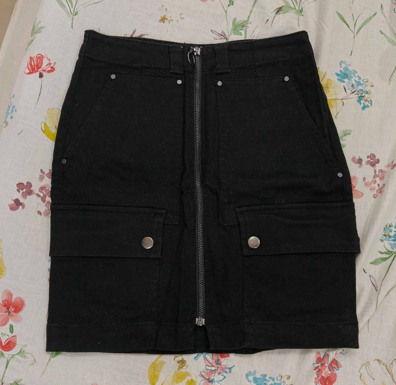 Black Cargo Skirt