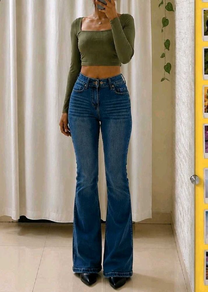 High Waist Bootcut Jeans (dark blue)