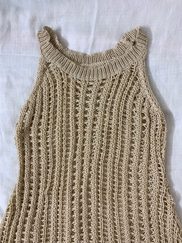 Women's Beige Knit Tank Top Style Dress