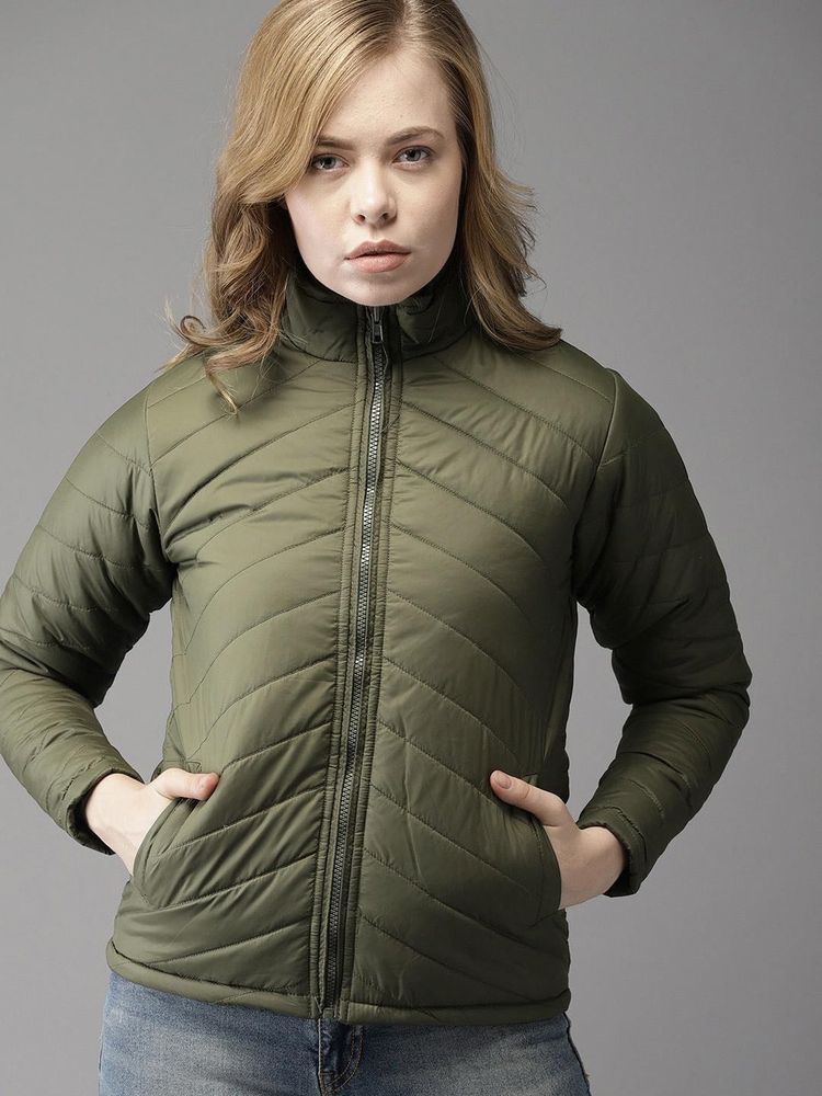 Stylish Olive Green Padded Jacket