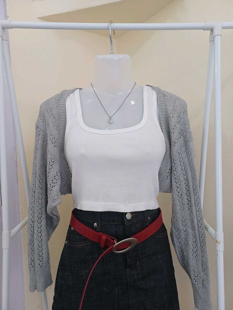 Grey Bolero Cardigan