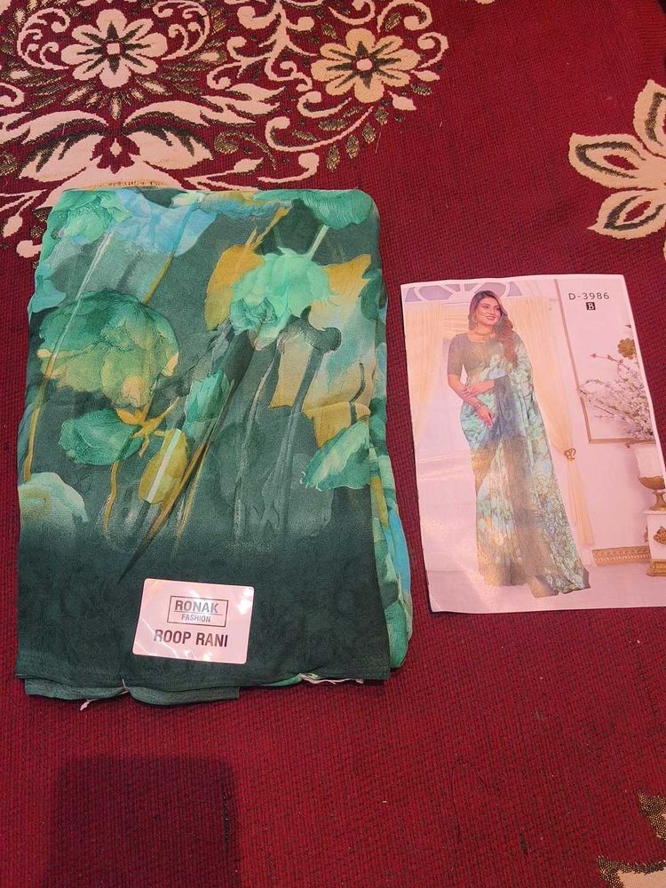 Beautiful Green Floral Saree