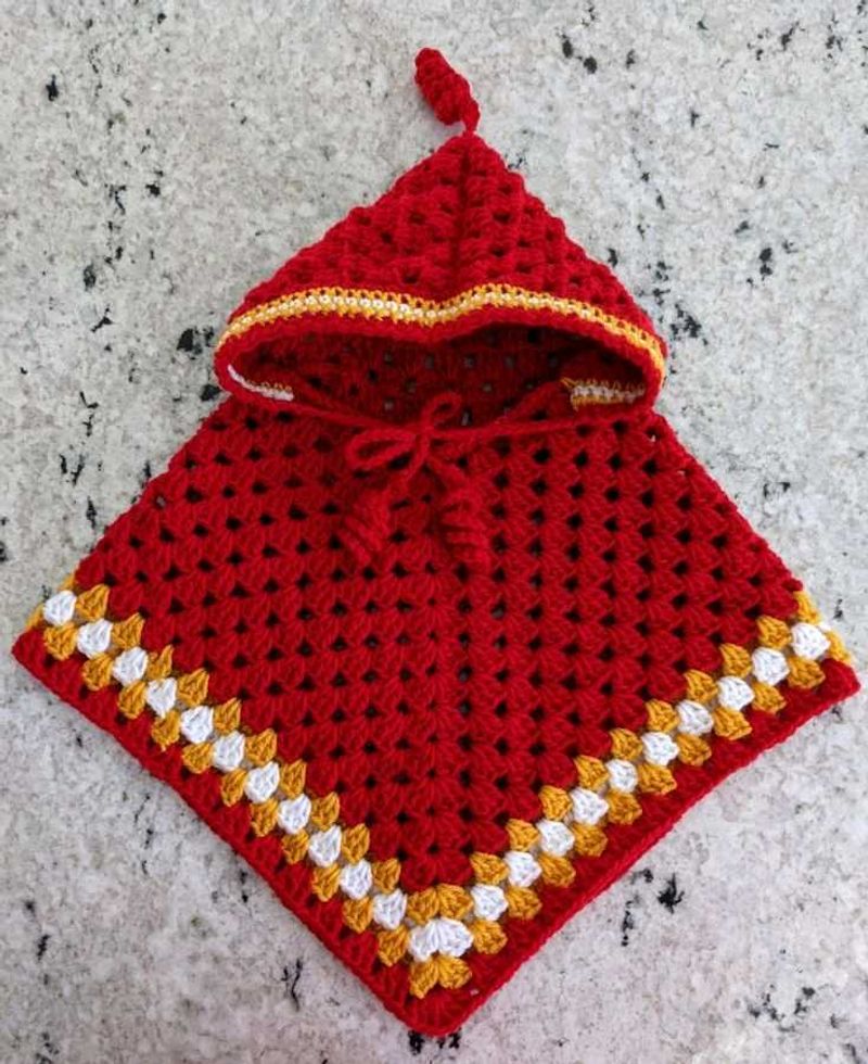 Red Crochet Baby Poncho