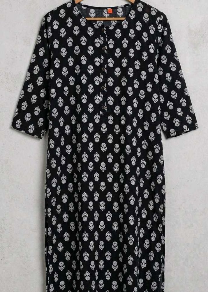 Black &amp; White Printed Kurta