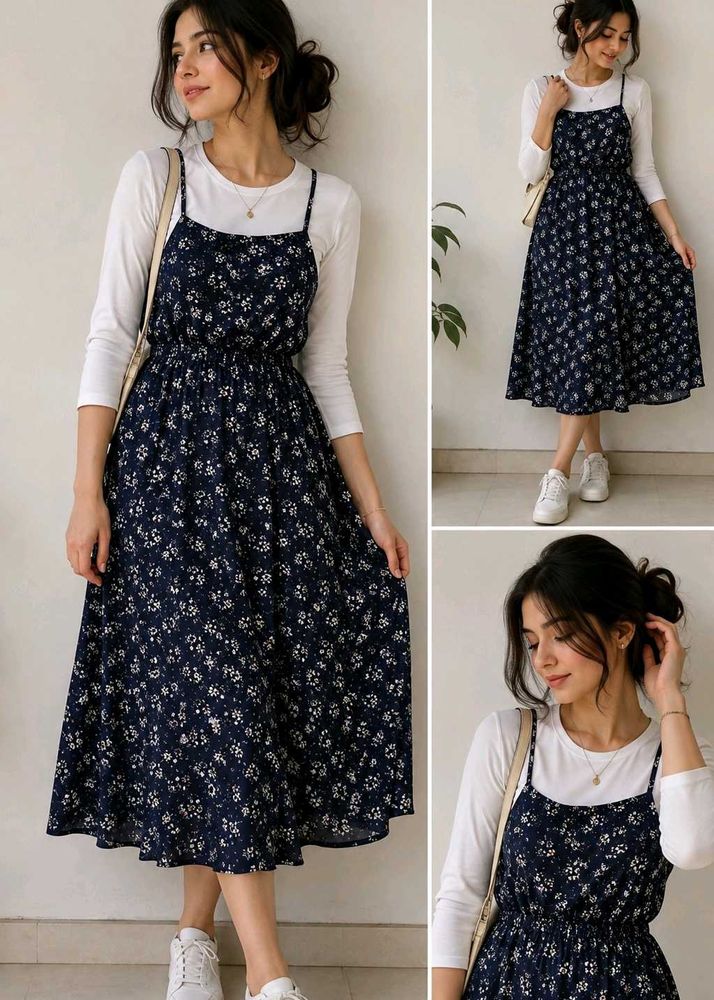 Midnight Blue Floral Dress 🌼