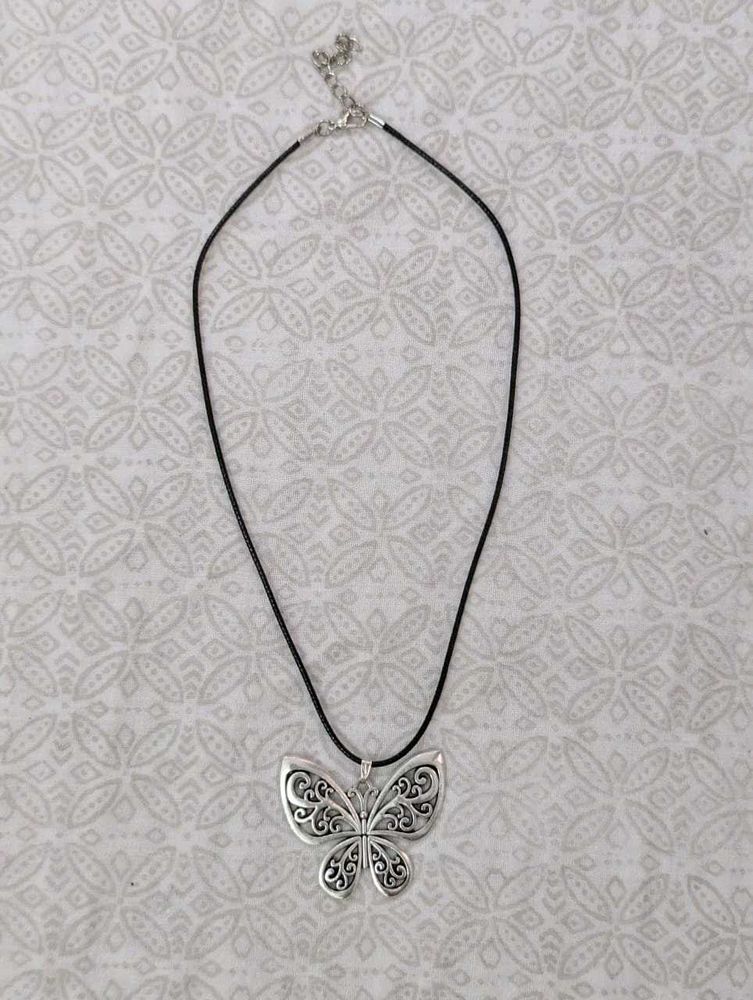 Silver Butterfly Pendant Necklace