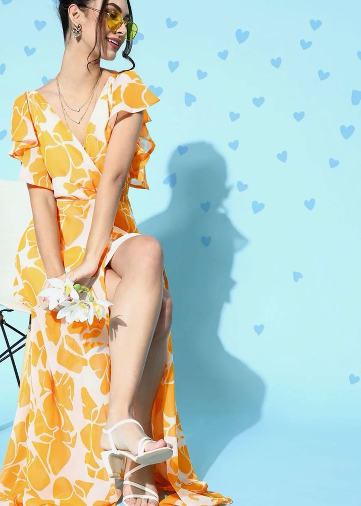 Floral Print Wrap Maxi Dress