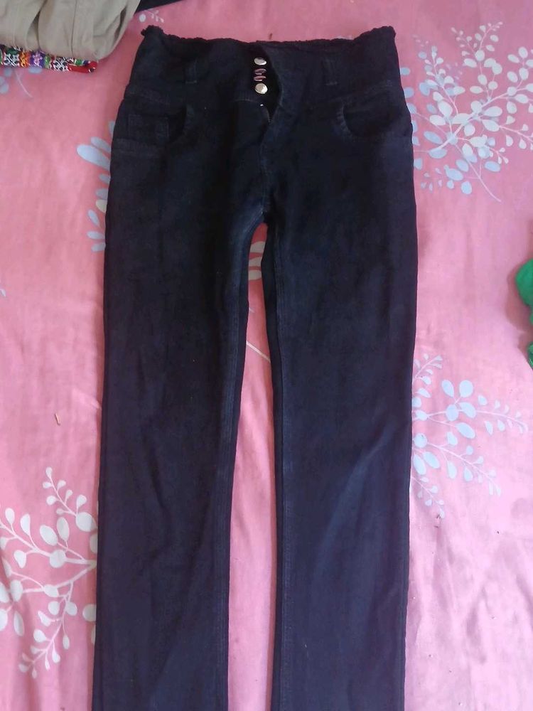 High-Waisted Black Denim Jeans