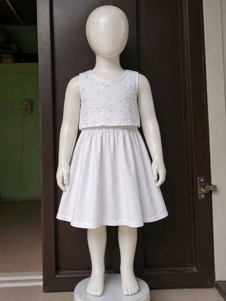 White Eyelet Top Layered Dress