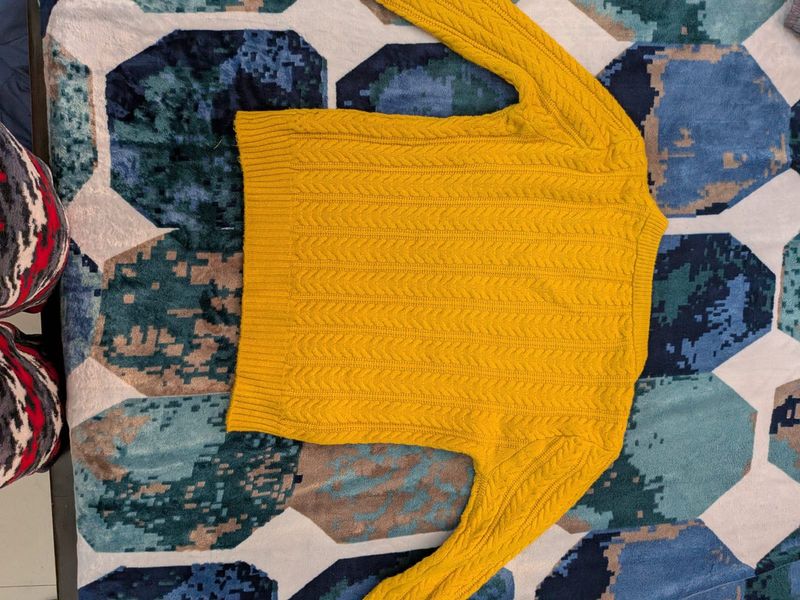 Bright Yellow Cable Knit Sweater
