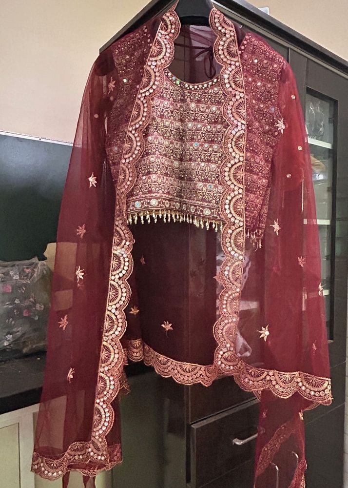 Maroon Embroidered Lehenga Choli