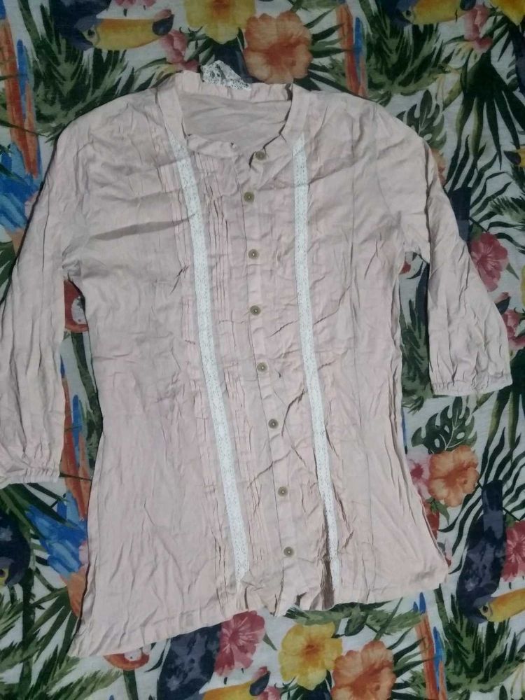 Blouse with Lace Trim Detail