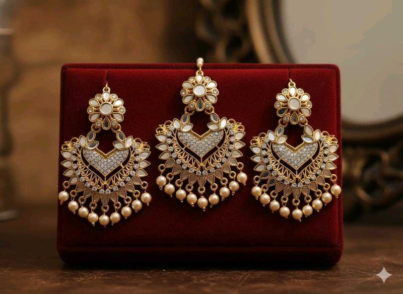 Elegant Mirror Work Earrings