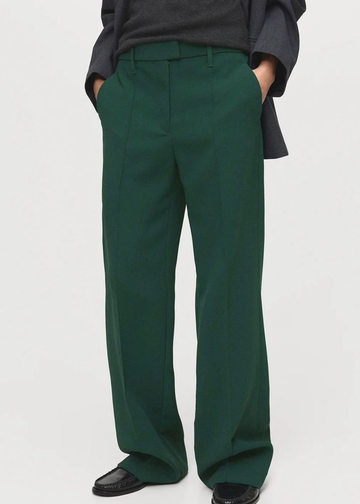 Elegant Forest Green Wide Leg Trousers