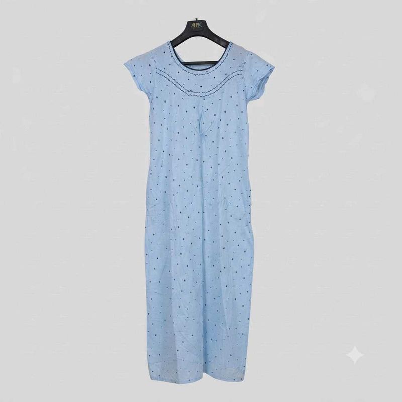 Comfortable light blue cotton nighty