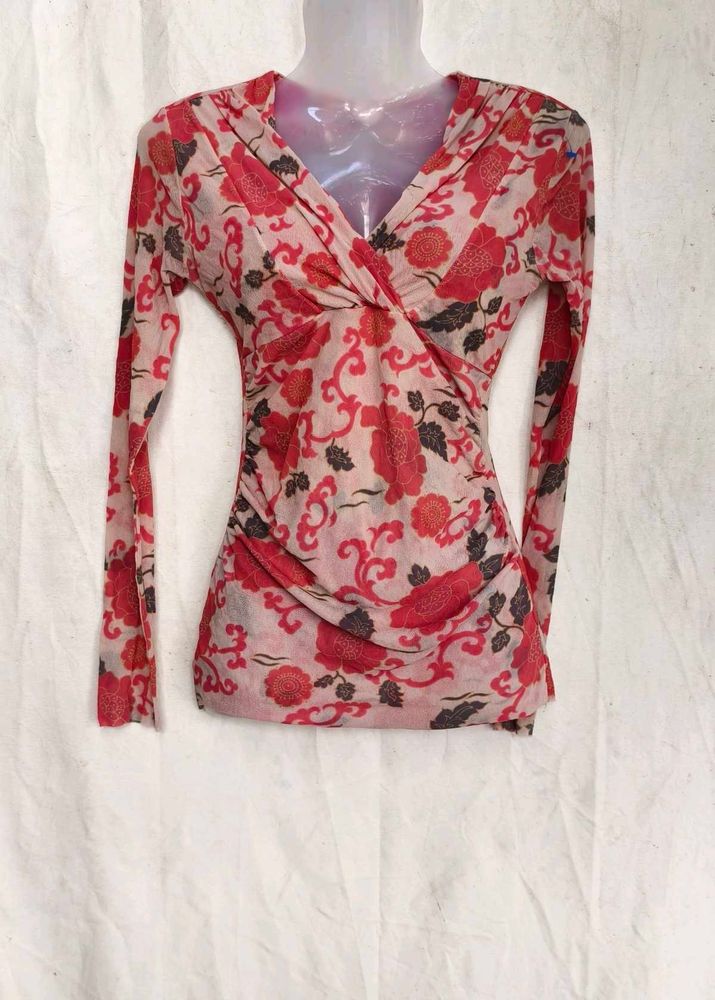 I. Chic Floral Print Wrap Top