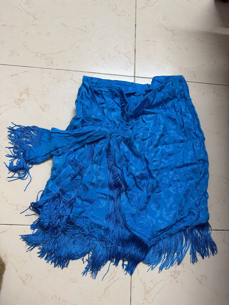 Blue Fringed Skirt