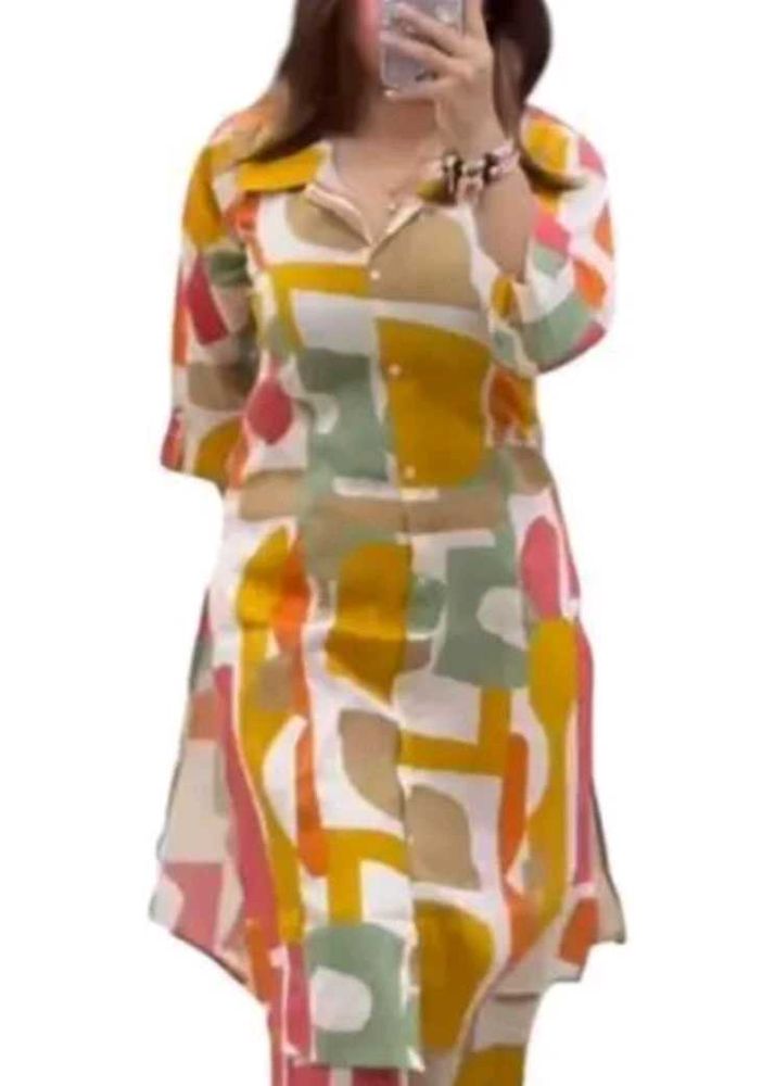 Colorful Abstract Print Kurta Set