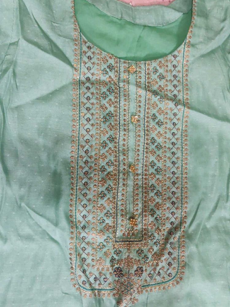 Embroidered Mint Green Kurta