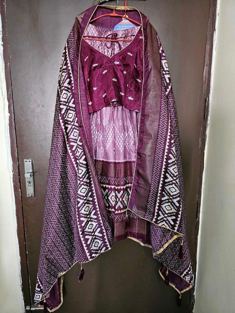 Maroon Lehenga Choli Set, ready to wear