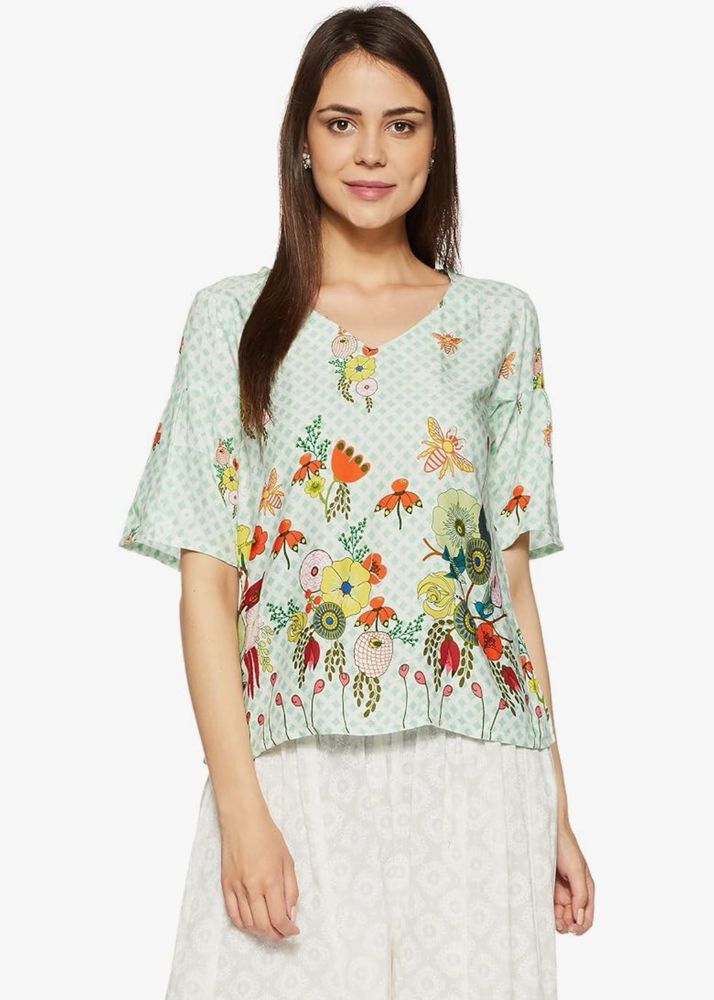 Light Green Floral Print Kurti