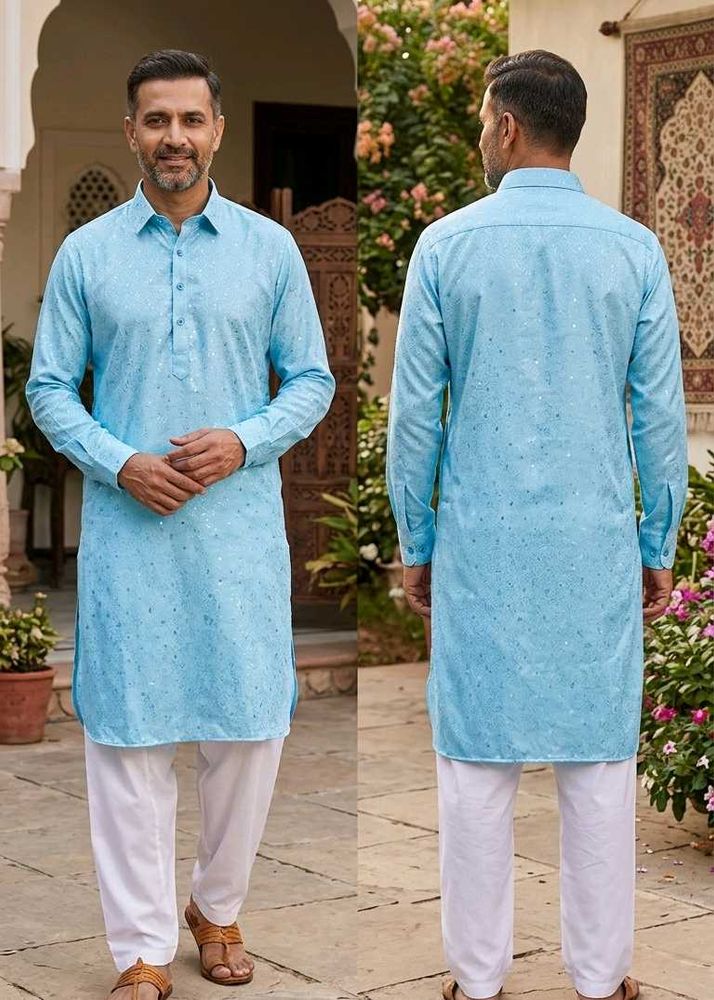 Men's Light Blue Kurta